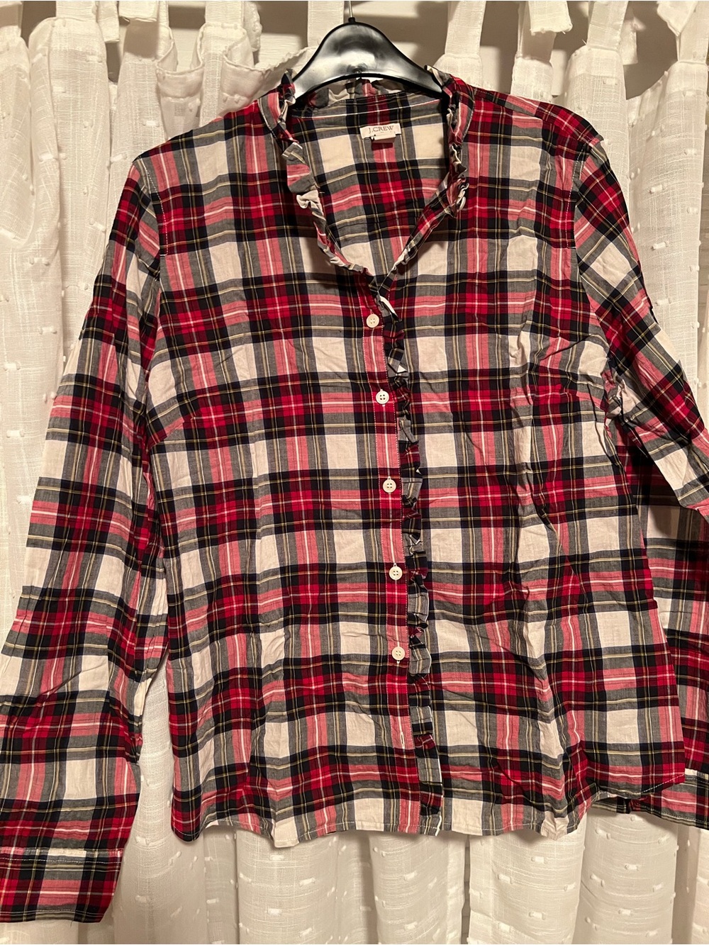 J. Crew Navy, Red & Cream Plaid Button-Down Shirt